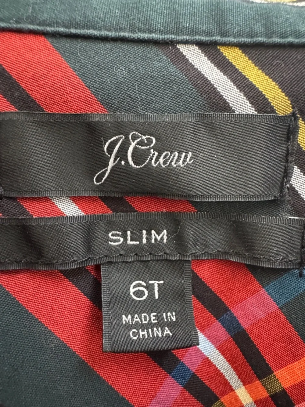 J. Crew Red, Black and Blue Plaid Button-Down Shirt, Sz 6 Tall, Like New